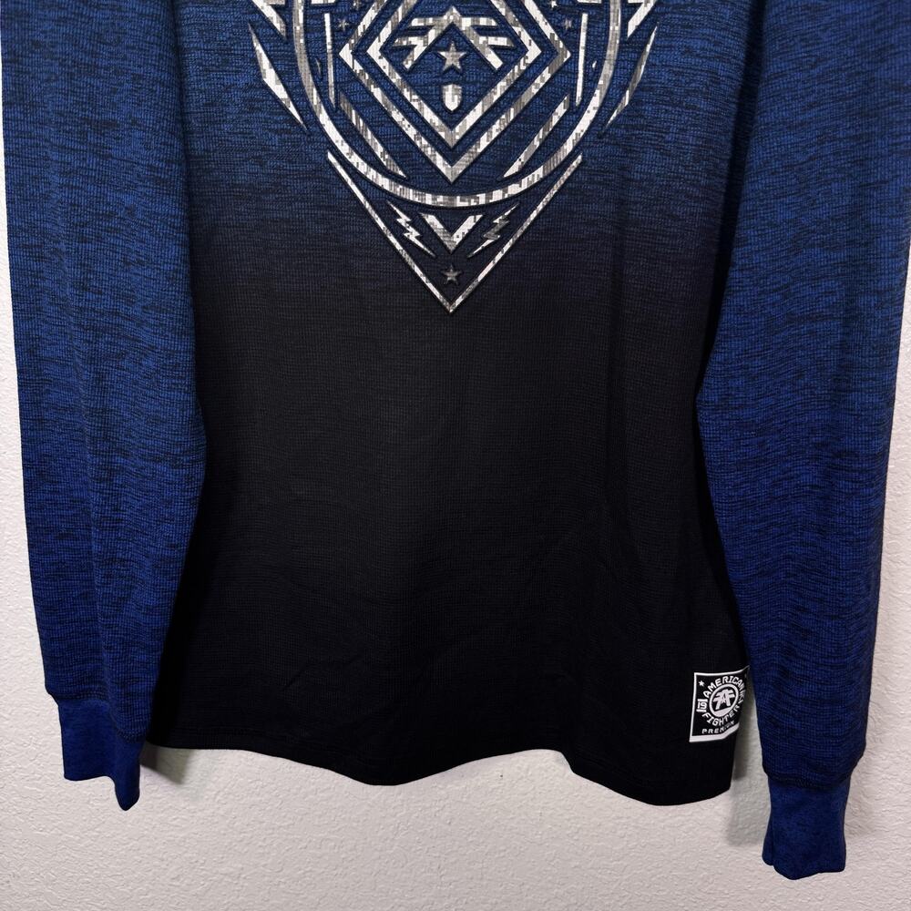 American Fighter Shirt Mens 2XL Oakview Long Sleeve Thermal Graphic Tee Blue NEW - Picture 6 of 10